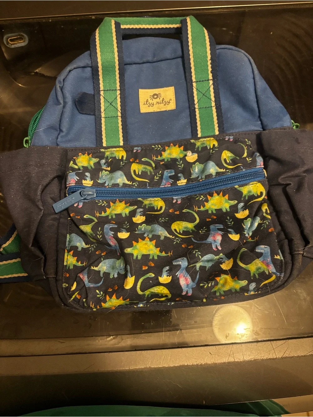 Itzy Ritzy Navy & Black Dinosaur Print Kids Backpack